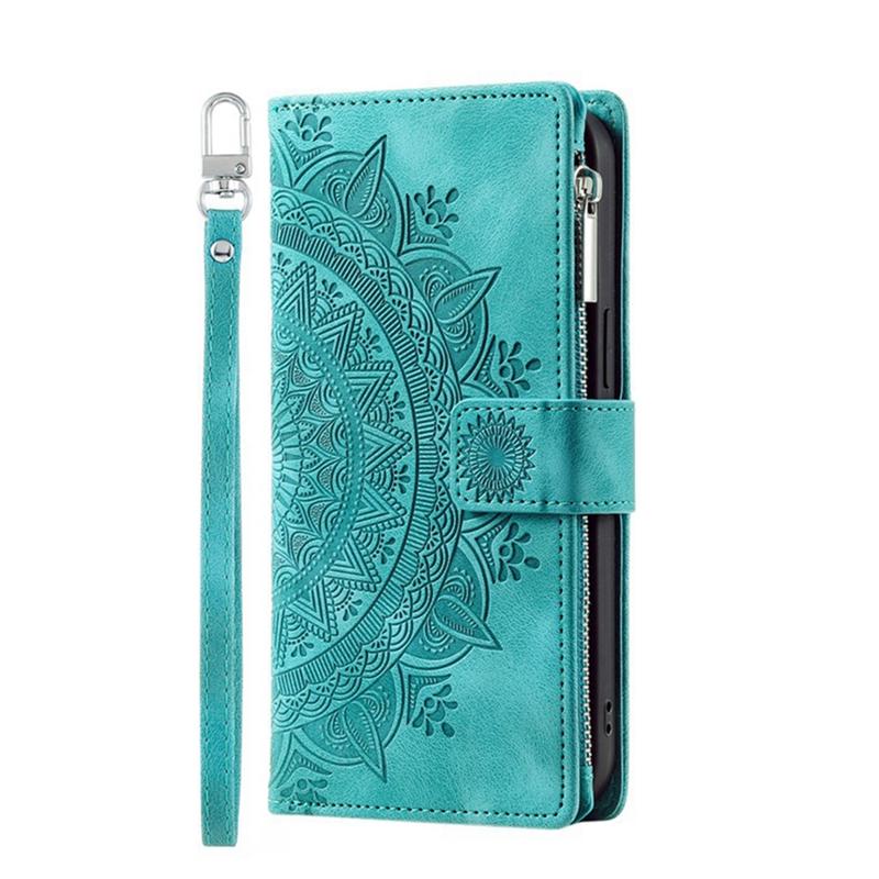 Luxury Zipper Wallet Case for iPhone 14 15 16 17 Pro Max Air 16E 13 12 11 Pro XR XS 7 8 SE Embossed Leather Card Slot Phone Bag