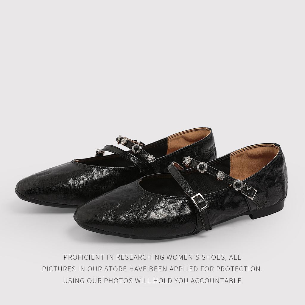 Sheepskin Mary Jane Shoes Fashionable And Simple Retro Shallow Mouth Women'S Single Shoes