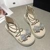 Butterfly Knot Sandals for Women's 2024 Summer New Fashion Korean Version Thick Soled Versatile Lightweight Comfort Single Shoes