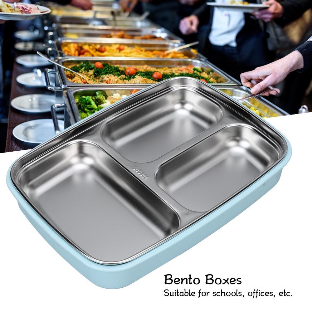 304 Stainless Steel Leakproof Lunch Box 3 Compartment Food Storage Container  For Picnics