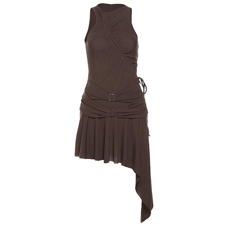 European and American style 2026 summer new women's clothing fashion solid color sexy sleeveless waist dress women