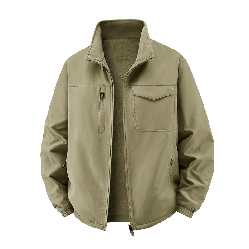 Men's Fleece Jacket, Thickened Warm Casual Top, Men's Reversible Jacket, Cotton Coat