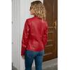 Women's European Slim Fit Faux Leather Motorcycle Jacket, 2025 Summer Style with Stand Collar