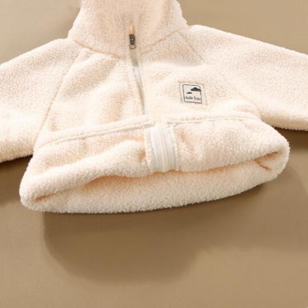 Children Plush Coat Autumn Winter Baby Boys Girls Color Blocked Zipper Long Sleeve Top Kids Casual Warm Jacket Outerwear