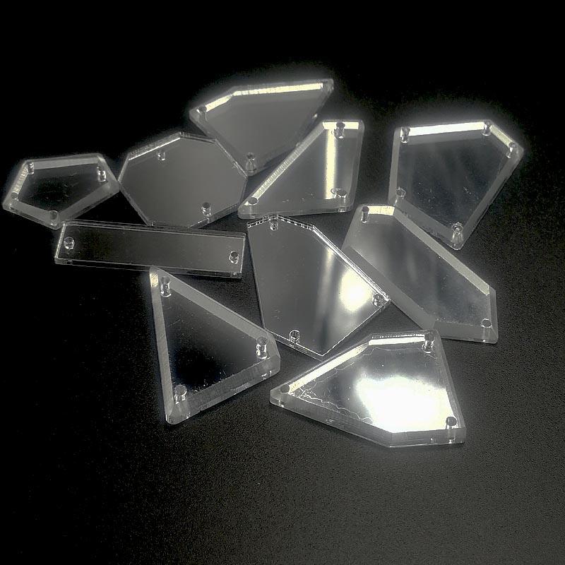 Sewing Acrylic Mirror Pieces, Stitching Sew on Mirror Flatback Acrylic Beads Mix Shapes 1000 pcs&Mix sizes серебряный