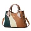 Fashionable Pu Tote Bag With Unique Color Block Design Perfect For Daily Outings Ideal For Moms
