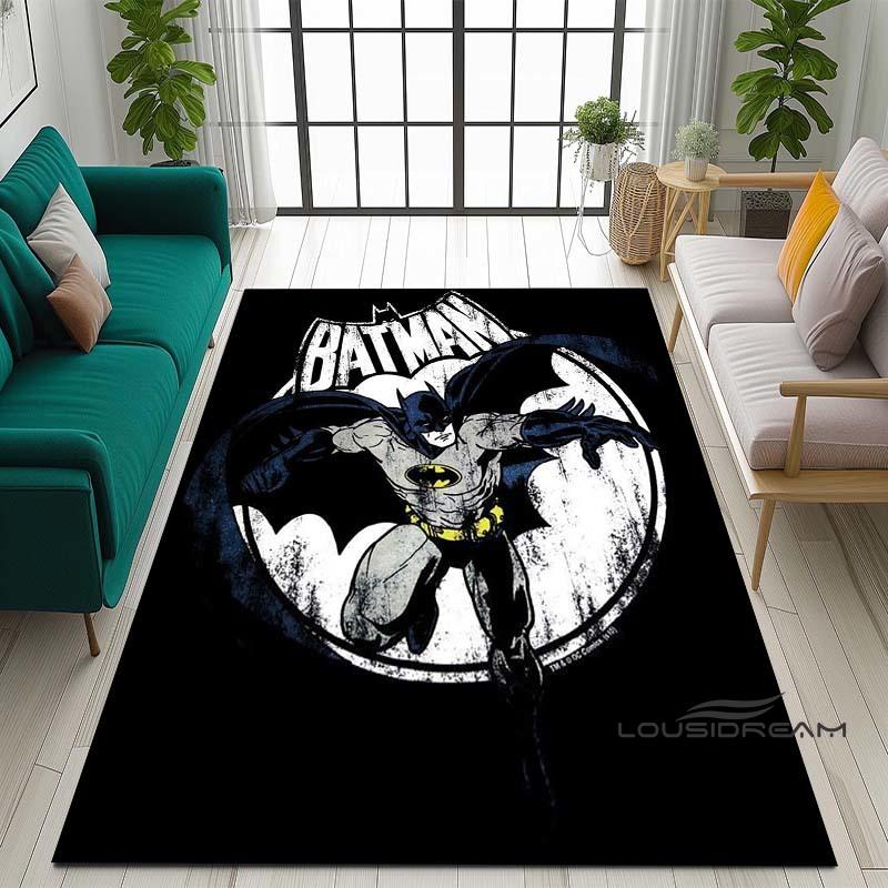 Cartoon Classic: Batman Area Rug — Batman Logo Accent Rug for Living Rooms & Kids' Bedrooms — Comfortable, Non-Slip, and Durable