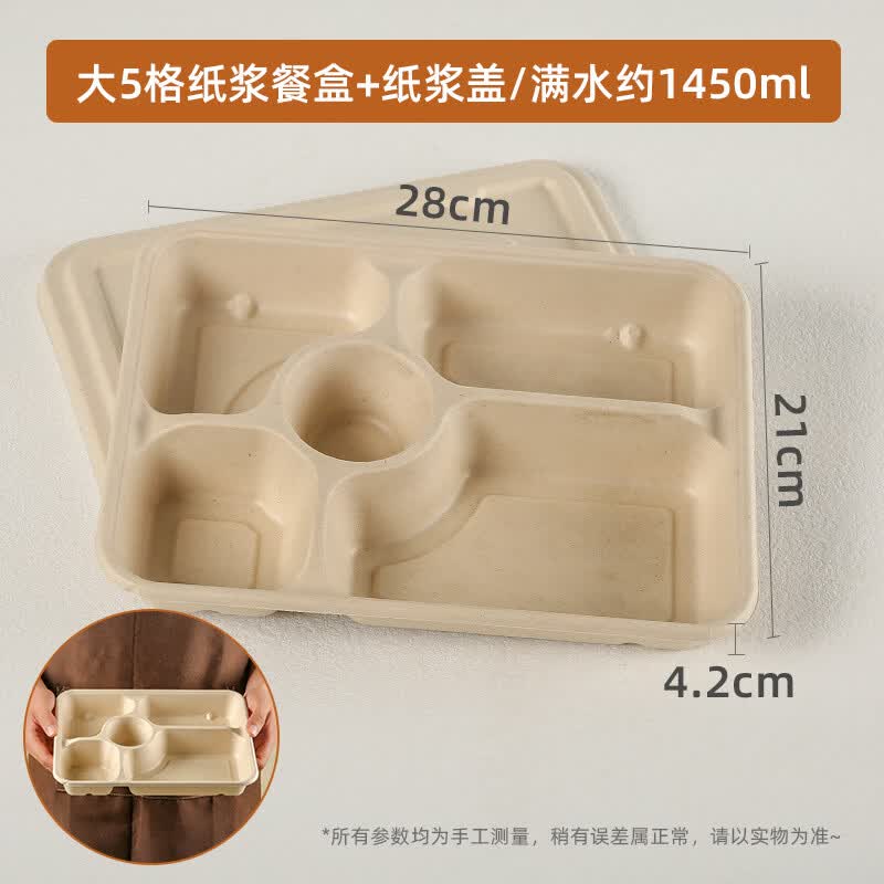 Hanyou Degradable 5-Compartment Takeout Containers with Lids