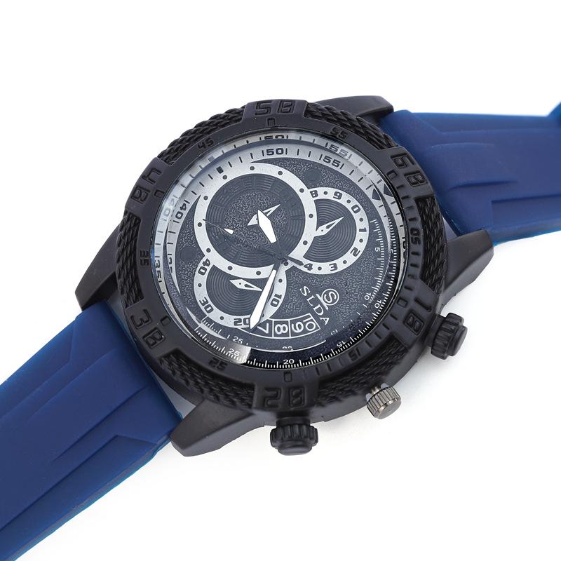 Fashion Casual Men's Quartz Watch Silicone Band Business Wristwatch