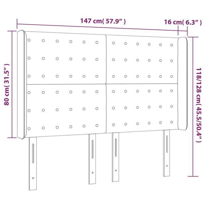 VidaXL Tête de Lit à LED Meuble de Chambre à Coucher Accessoire de Lit Double Tête de Cadre de Lit Intérieur Noir 3124532