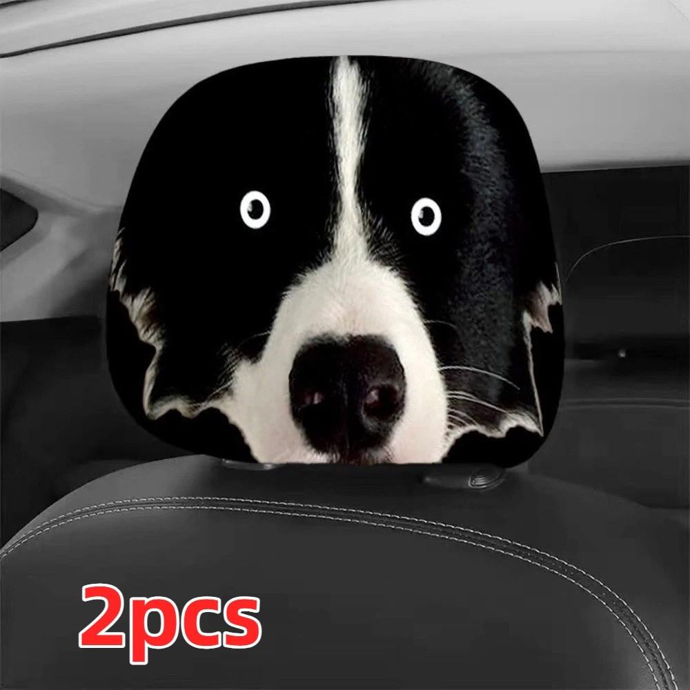 Cartoon Car Headrest Covers Exaggerated Car Seat Headcover Car Pillowcase Gift for Car Lover