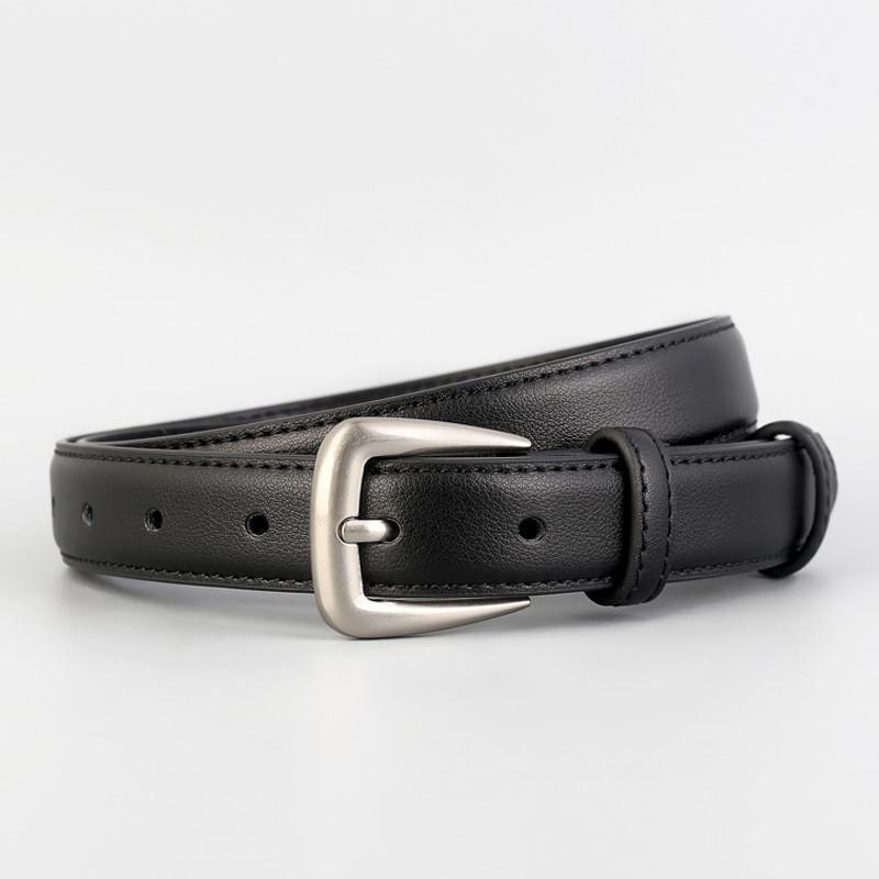Premium Twolayer Leather Womens Belt With Alloy Closure For Outdoor And Travel чёрный