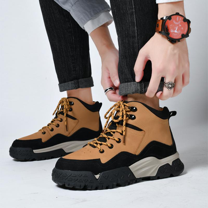 Fashion Men's Leather Sneakers High-top Casual Shoes
