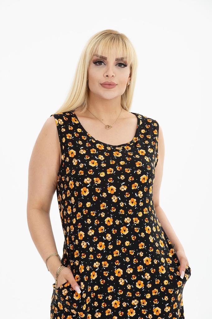 Women's Big Size Dress Summer Sleeveless Pocket Plus Size Dress 22C-2390