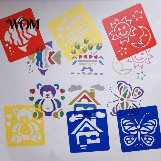 Reusable Paint Stencil 6 Pcs Painting Template Stencils, 5.5x5.9 Inch Washable DIY PP Plastic Art Stencils for Wood Paper Fabric, Home Decor