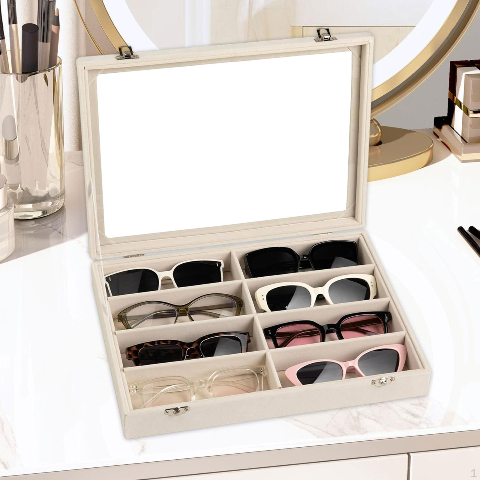 

Display Case for Glasses, Portable Multipurpose Container, Modern Sunglasses Organizer, Storage Box бежевый