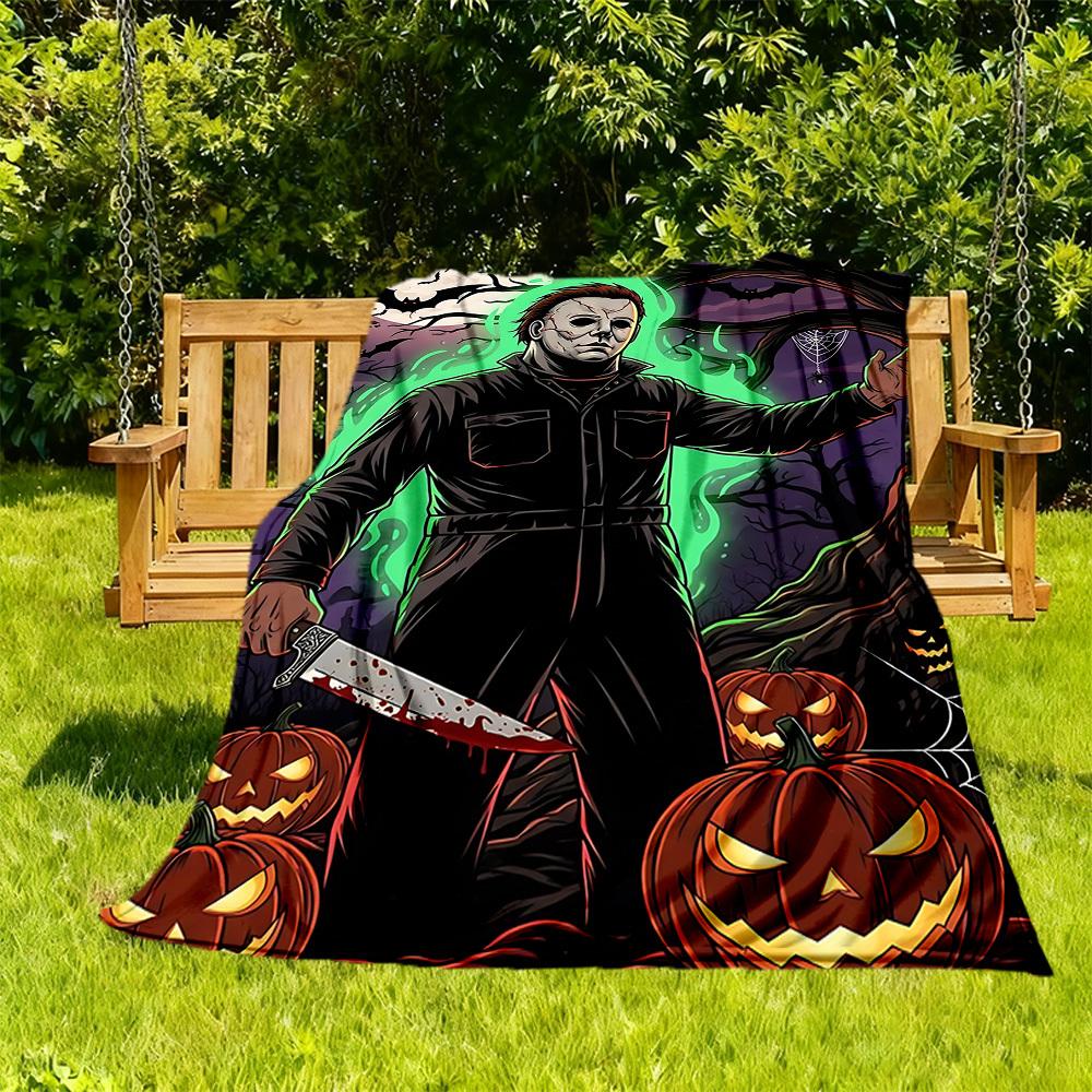 1pc Halloween Michael Myers Outdoor Blanket Lightweight Flannel, Soft & Warm, All Season Use for Sofa, Outdoor, Camping, Living Room, Office, Chair