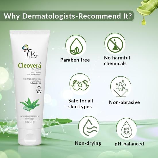 Fixderma Cleovera, Aloe Vera Face Wash with Vitamin E | Aloe Vera Gel for Face | Face Wash & Face Cleanser | Face Wash for Dry Skin (All Type Skin)
