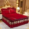 Crystal Velvet Bedspread Plush Lace Bed Skirts Sets Thin Comforter Embroidered Bedding Set with Pillowcases  for Queen King Size
