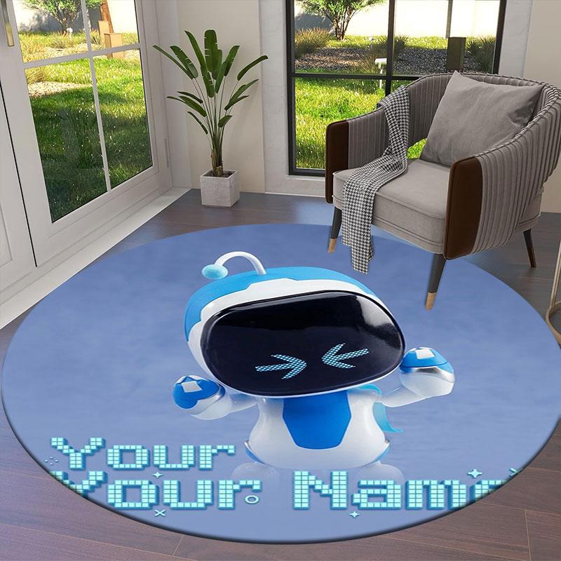 ASTRO BOT Custom Name Round Area Rug,Carpet Rug for Living Room Bedroom Sofa Playroom Decor,Non-slip Floor Mat