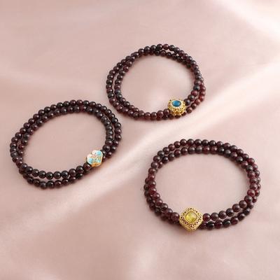 Garnet Transfer Bead Bracelet Xiangyun Duobao Crystal Bracelet Versatile Fashion Guochao