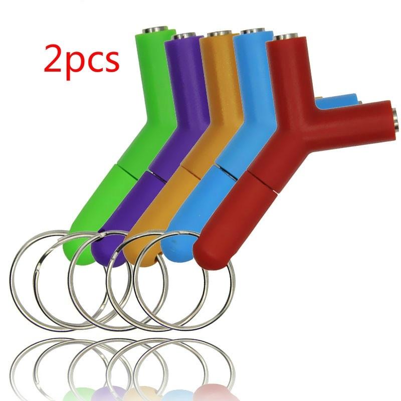2PCS    3.5mm To Dual Headphone Male To Female Audio Cables Earphone Splitter Adapter   Color  Rando