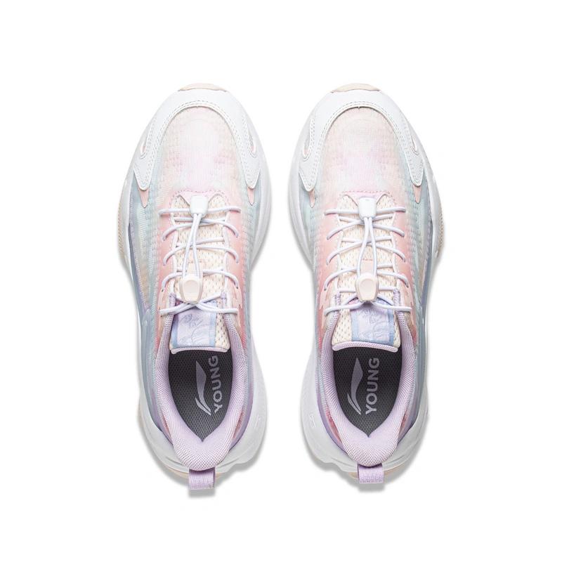Li Ning YOUNG Cushioning Breathable Low top Kids Lifestyle Shoes Pink Purple Teenagers YKCV138-4
