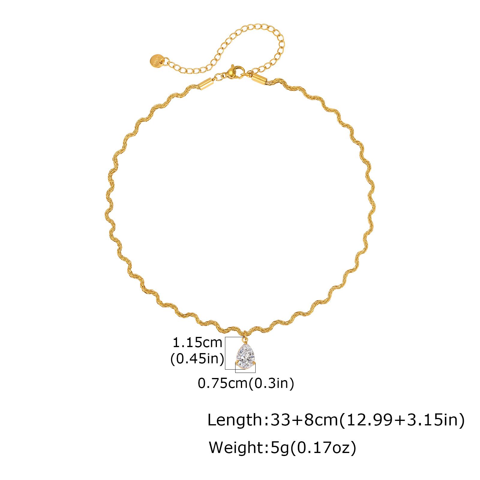 

Chic Wave Twists Chain Necklace for Women Flower Zircon Pendant Stainless Steel Collar Choker Fashion Exquisite Jewelry Gift