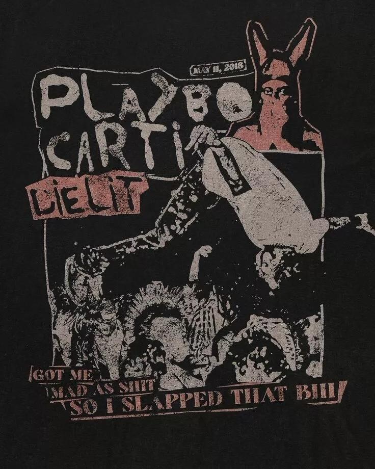 Playboi Carti Винтажная Панк футболка с коротким рукавом черного цвета Репринт S-5XL Унисекс Футболка XXXXL