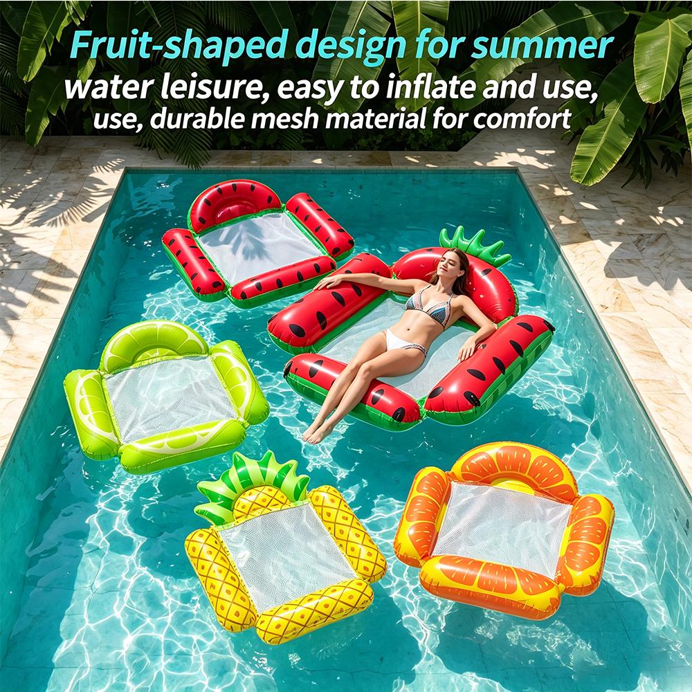Fruit Pattern Inflatable Pool Hammock, Multi-Purpose Floating Chair with Mesh Seat, Water Lounger for Swimming Pool, Lake & Beac