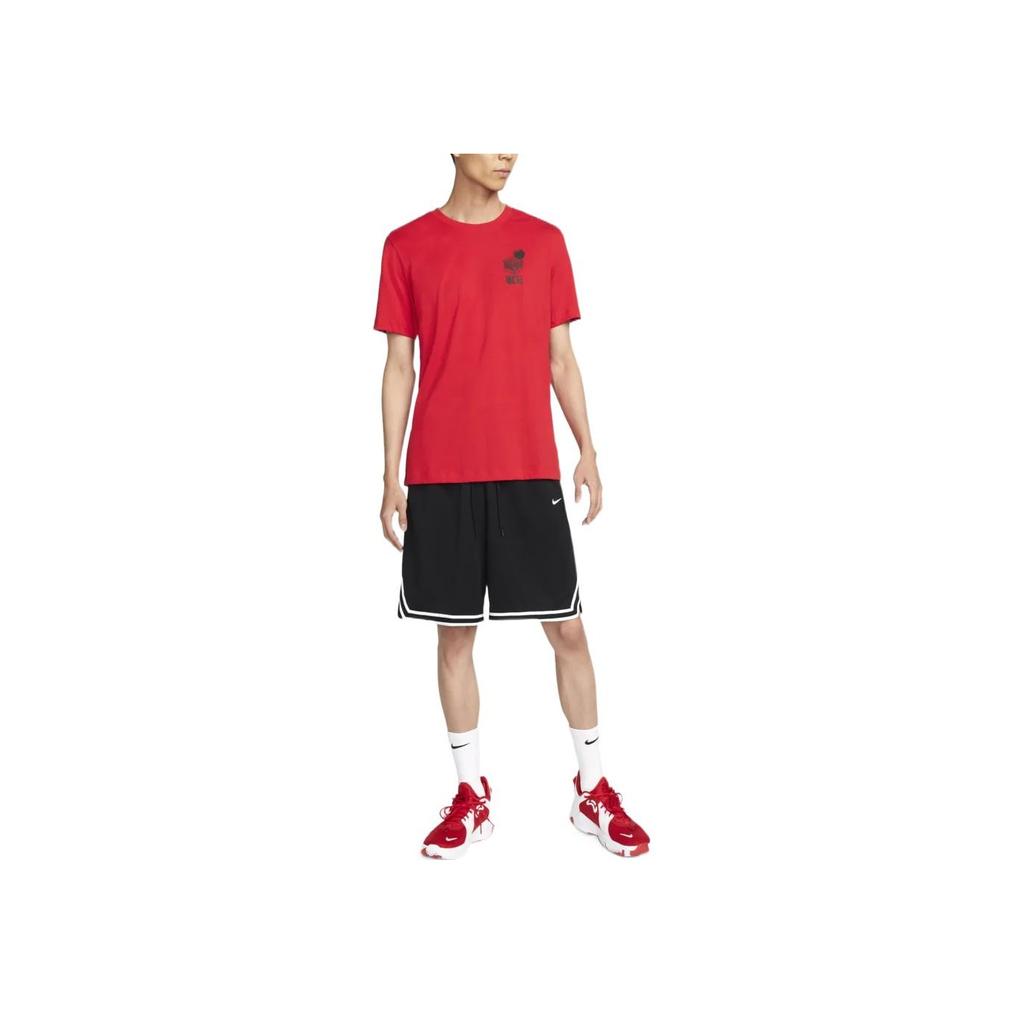 Nike Geometric Pattern Print Round Neck Short Sleeve T-Shirt Men Tops University-Red DR7638-657
