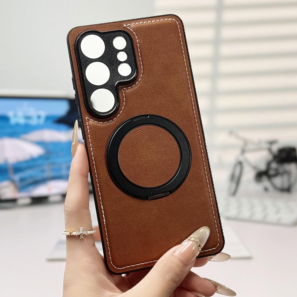 Business Leather Rotating Magnetic Stand Case For Samsung S26 Ultra S25 Plus S24 S23 S22FE A17 A56 A36 A26 A16 A55 A35 A15 Cover