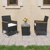 Day and Night - Day and Night Garden Table and Chairs 3 Pieces PE Rattan and Black Tempered Glass