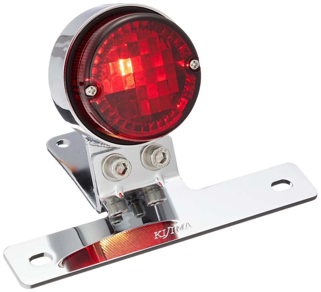 Kijima Motorcycle Parts Classic Tail Lamp, Round L, G18, 12V23/8W, Universal, Plated, 218-3013