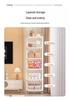 Movable Floor-Standing Baby Toy Storage Rack with Snack and Cream Style Shelves