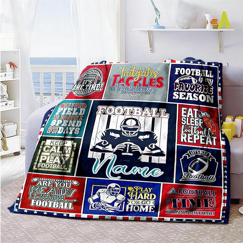 Rugby Style65 Personalized Name Blanket Throw Personalized Blanket Durable Comfort Suitable for Sofa Couch Nap Bedding for All Occasions