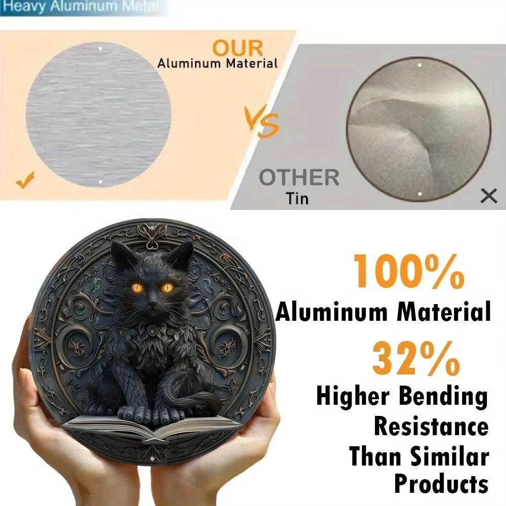 Verspieltes Mystisches Katzenschild - Unverwechselbares Design im Vintage-Stil, Faux-Prägetextur, Wanddeko, Café, Wohnzimmer, Ideales Geschenk