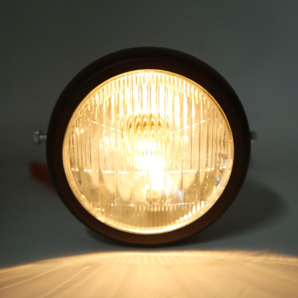 12V Universal Motorcycle Waterproof Dustproof Retro Headlamp HighLow Beam Front HeadlightBlack
