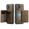 For iPhone 16 Plus Case AUTSPACE A13 Vintage Leather Back Cover with Magnetic Detachable Card Bag