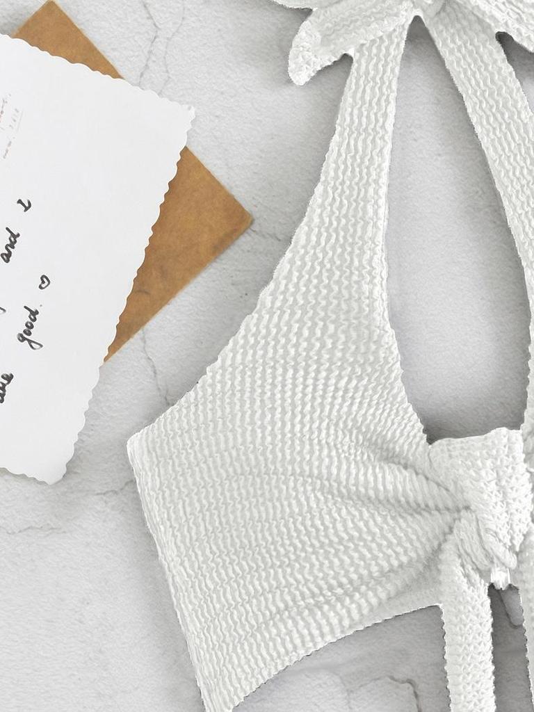 2025 Europäischer & Amerikanischer Rückenfreier Schnür-Einteiler-Badeanzug: Damen High-Waist Einfarbig Sexy Strand Bademode