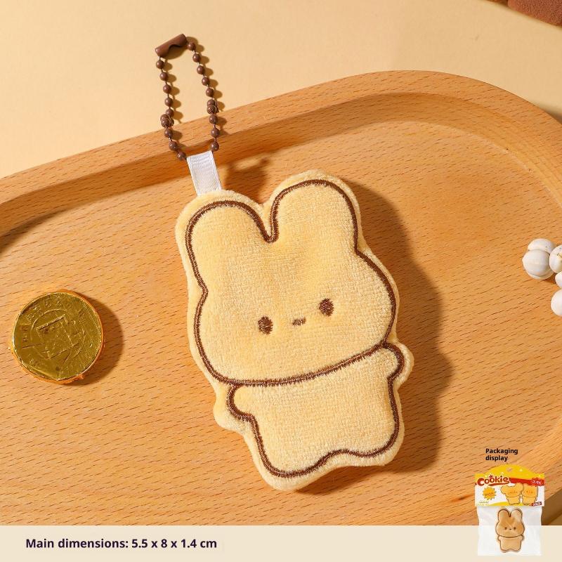 1/2Pcs Cute Cartoon Simulation Biscuit Bear Plush Pendant Keychain Kawaii Stuffed Doll Backpack Pendant Decorative Accessories