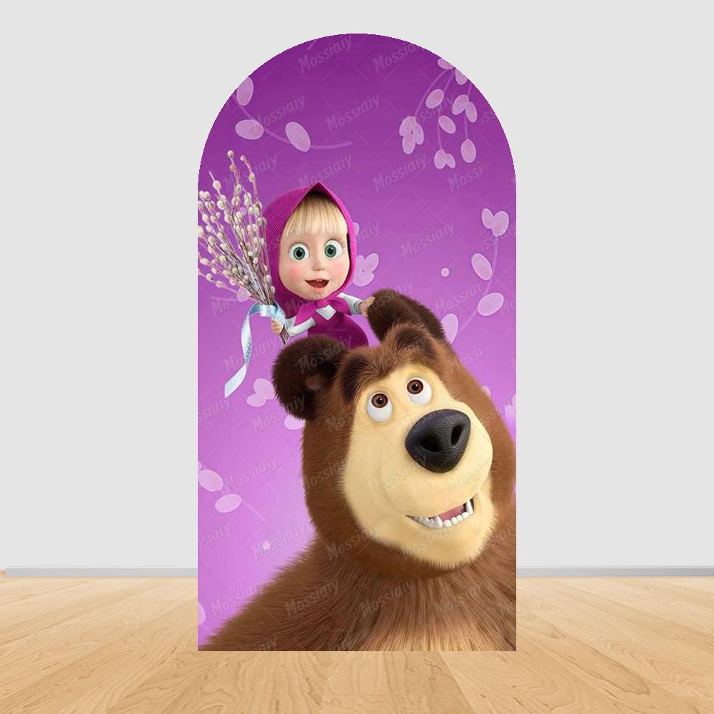 Children's Birthday Theme Party Decoration Arch Backdrop Cover Girl and Bear Birthday Background Decor Baby Shower Supplies