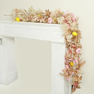 Artificial Maple Leaf Garland 5.7Ft Pumpkin Maple Leaves Vine Thanksgiving Fall Garland for Mantel Table Autumn Party Wedding Decoration