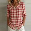 Women's V-Neck Loose Fit 3/4 Sleeve Blouse, Casual Print Top for Summer