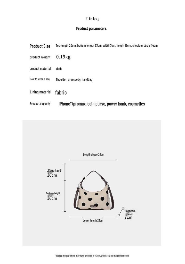 Korean Patchwork Polka Dot Linen Tote - Women's 2026 Summer Large Capacity Fashion Crossbody Bag