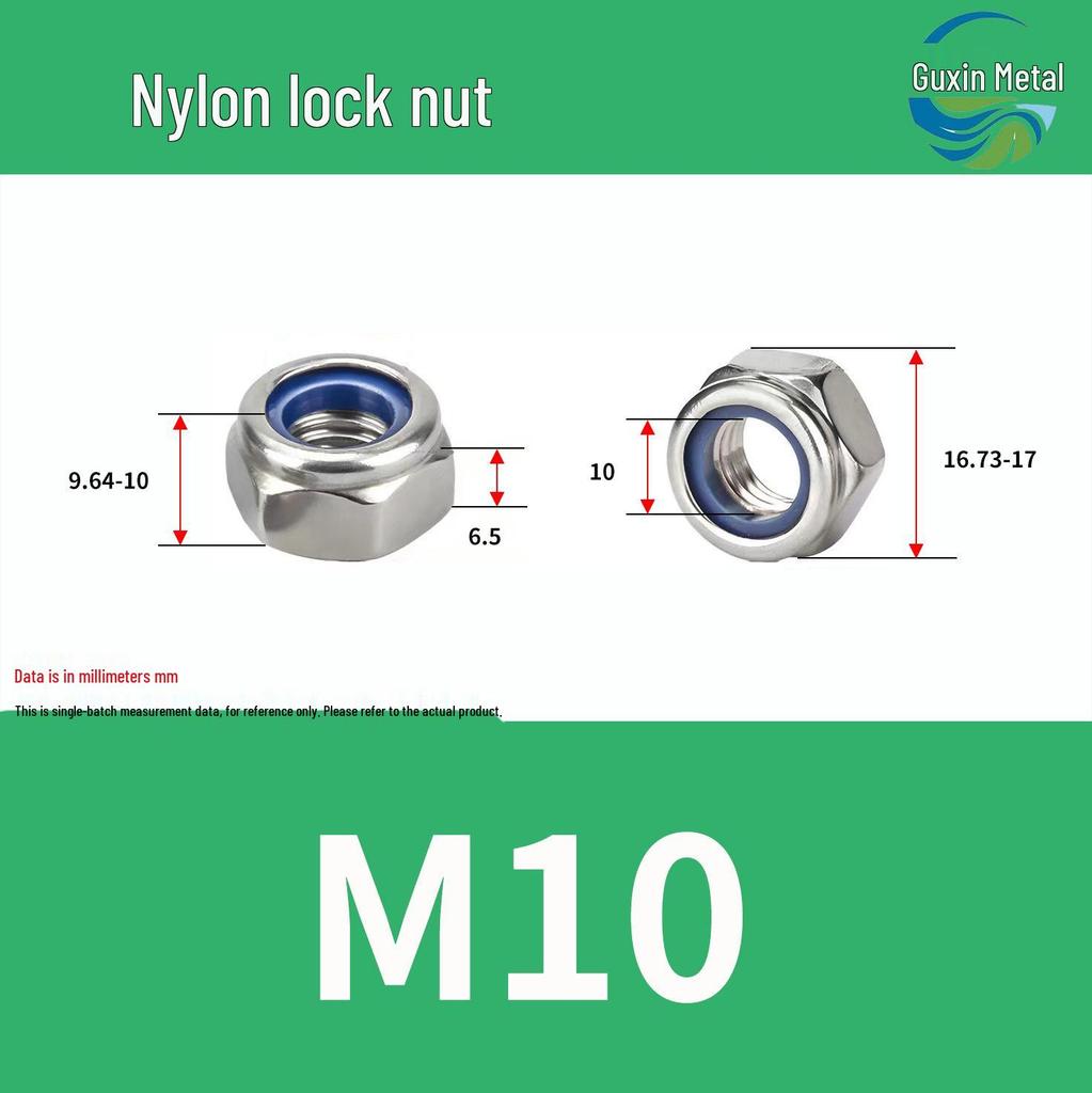Stainless Steel Self-locking Nylon Lock Nut DIN985, M3-M30, Anti-slip/loosening.