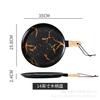marbled ceramic plate with wooden handle, creative cutlery handle, western plate, steak and dim sum plate, high-end sense