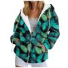 Graphic Stylish Print Women'S Hooded Sweatshirt Oversized Zipper Cardigan With Pocket Trendy Long-Sleeve Casual Hoodie Jacket