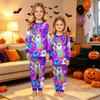Matching Family Halloween Print Loungewear Set - Long Sleeve Top and Pants for Parents and Kids