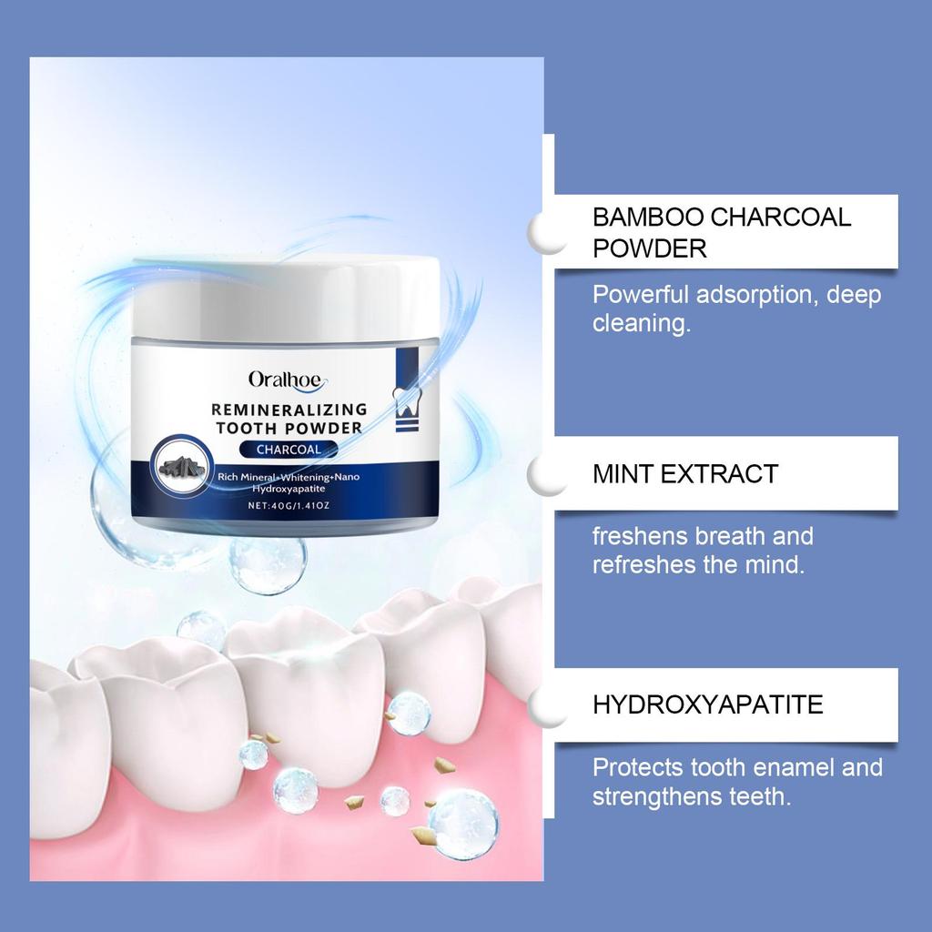 Oralhoe Bamboo Charcoal Cleaning Powder Fresh and mild ingredients to clean teeth daily care oral bamboo charcoal powder